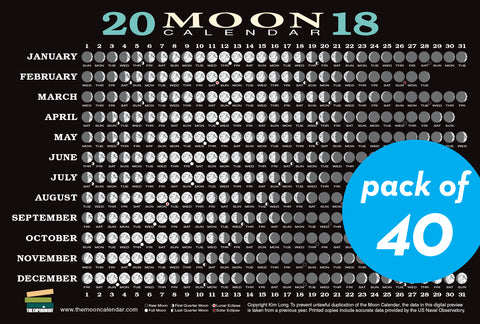 2018 Moon Calendar Card (40-pack)