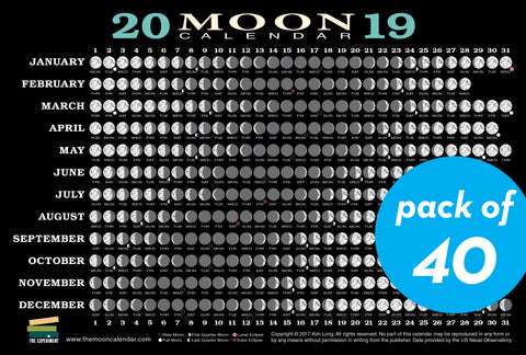 2019 Moon Calendar Card (40 pack)